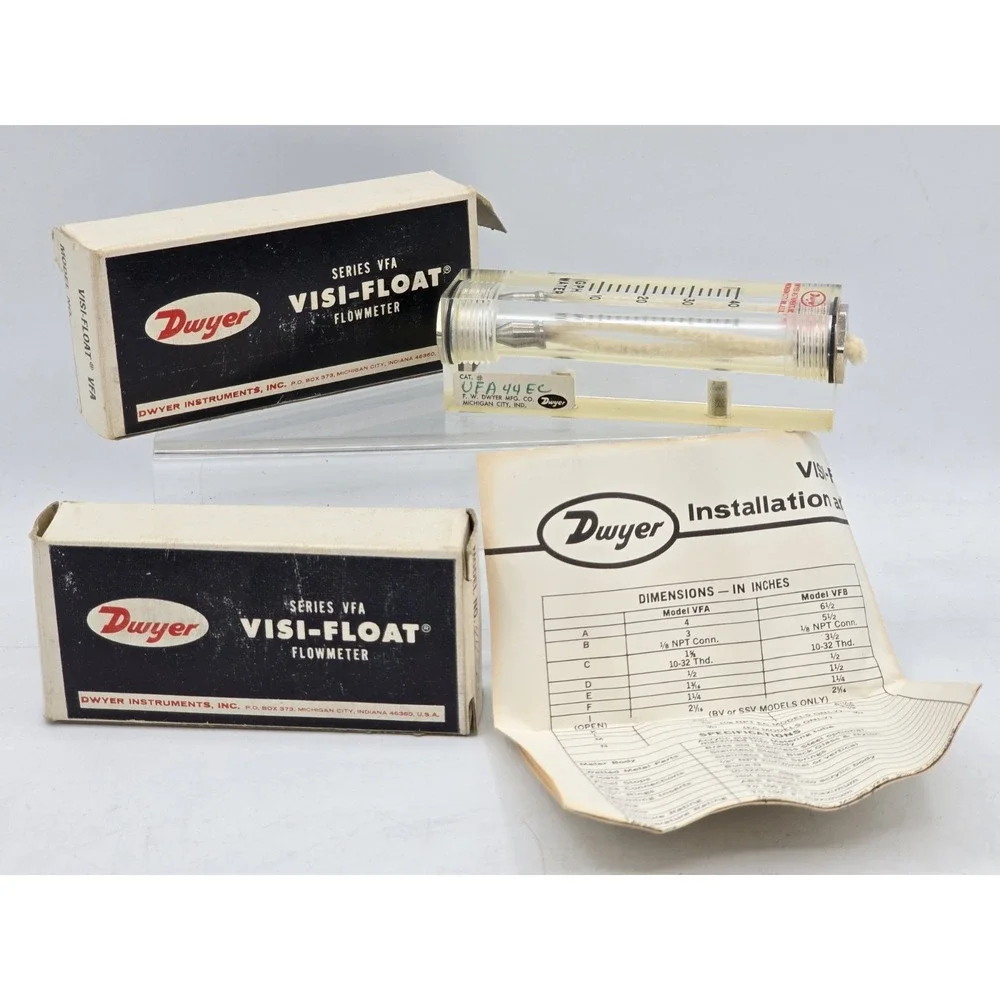 2 Lot NOS Dwyer VFA-44- EC Visi-Float Acrylic Flowmeter 0-40 GPH Air Made in USA